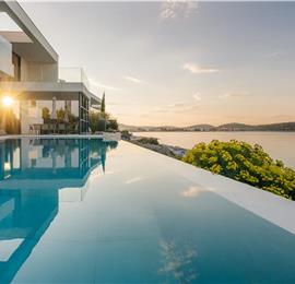 3 x 5 bedroom seafront villa with heated infinity pool near Rogoznica, sleeps 10